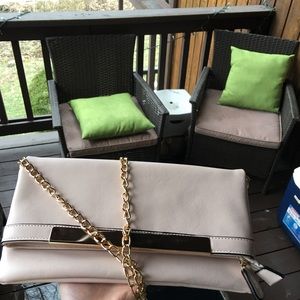 Nude pink & gold Clutch / hand bag